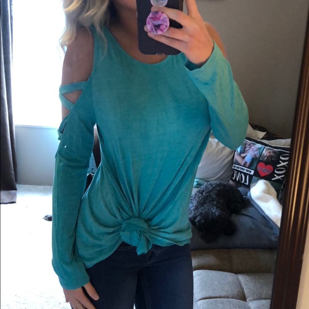 Turquoise Flowy Top